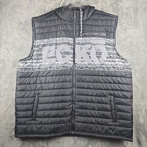 Ecko Unltd Mens Puffer Vest Mens 4xl Gray Graphic Jacket Hoodie Full Zip Hip Hop